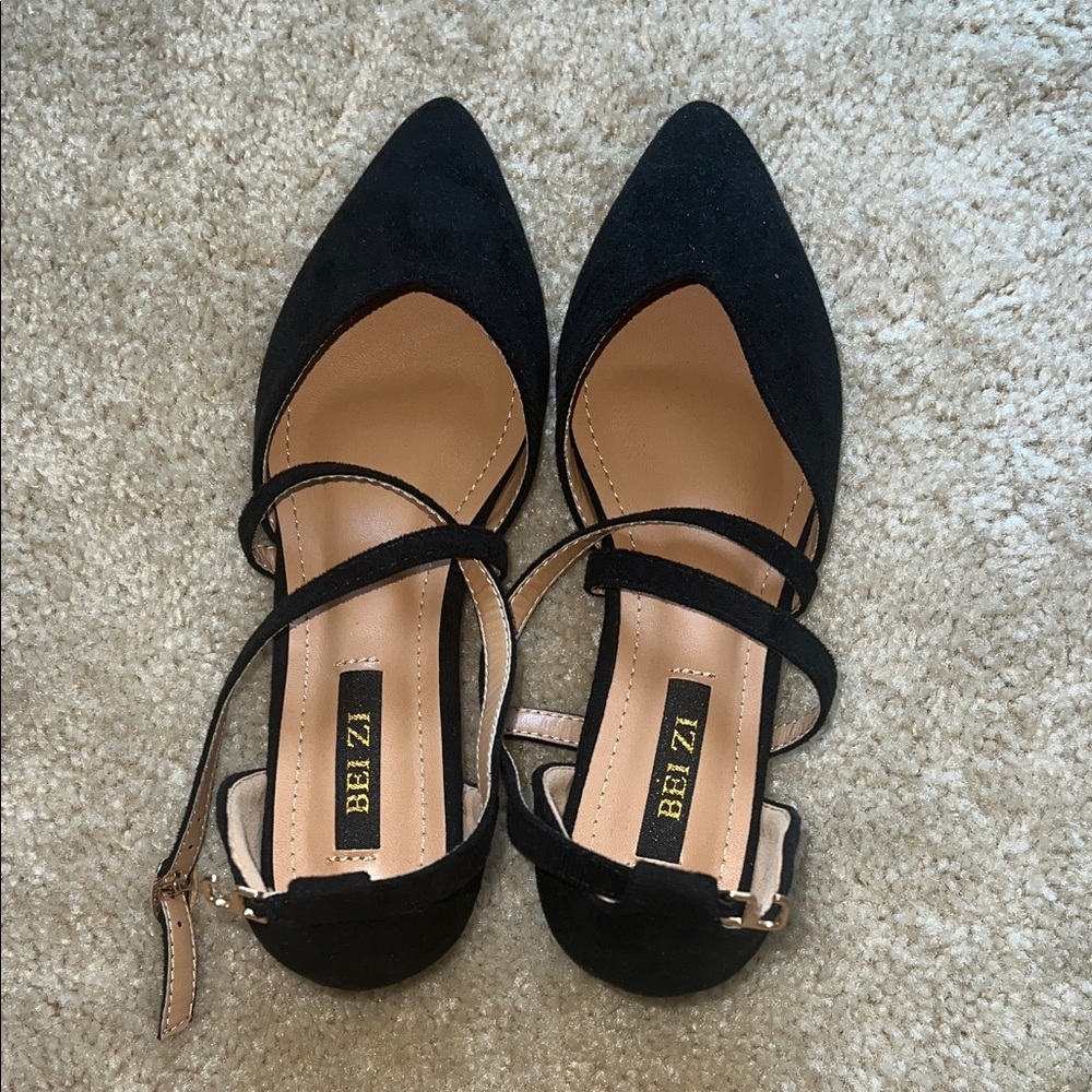 Black Strappy Flats